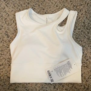 White lululemon white cut out left shoulder top